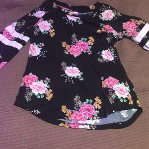 Black Long Sleeve Shirt with Flowers